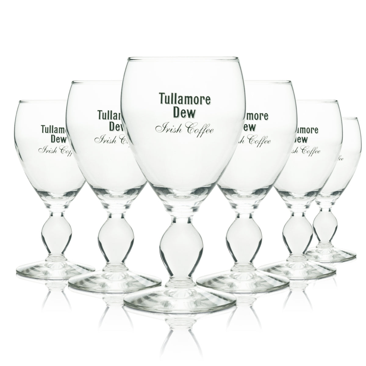 6 bicchieri da whisky Tullamore Dew con logo Irish Coffee verde