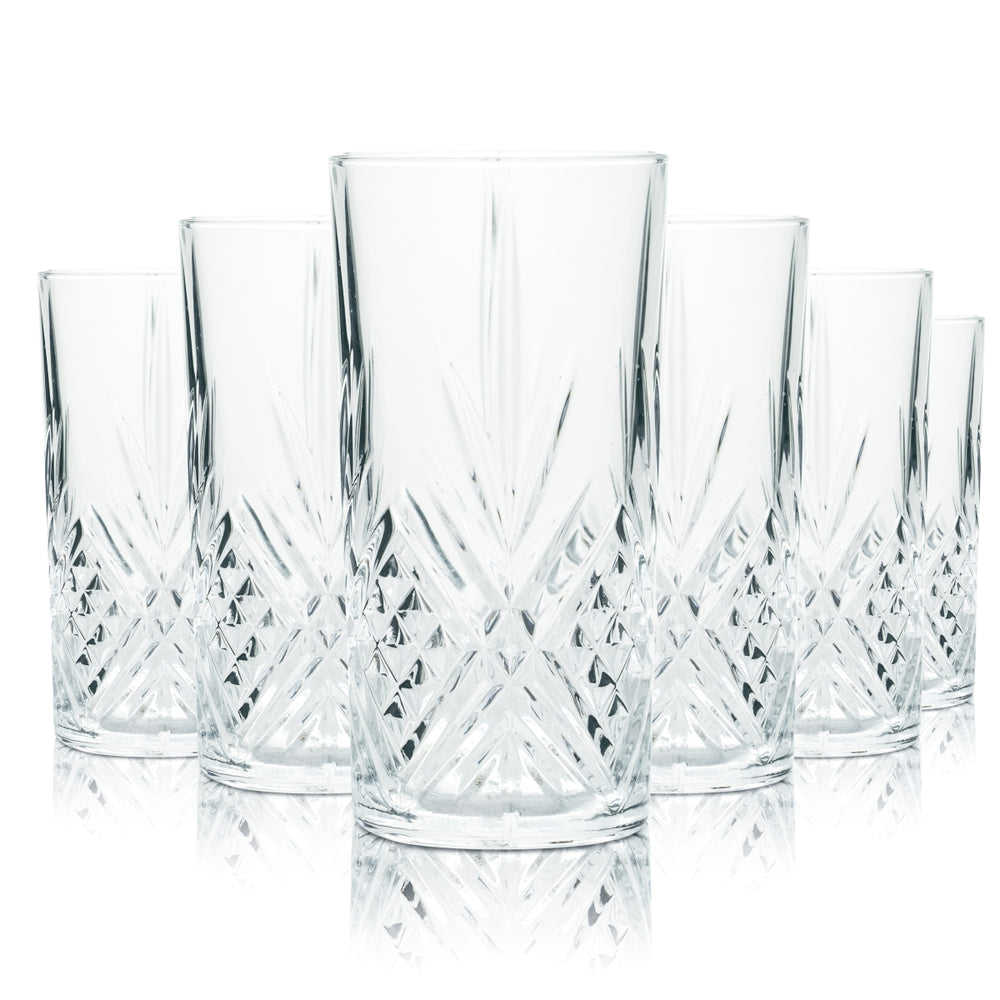 6 bicchieri Uncle Vals 0,38 l per cocktail gin tonic con rilievo in rilievo, rovere
