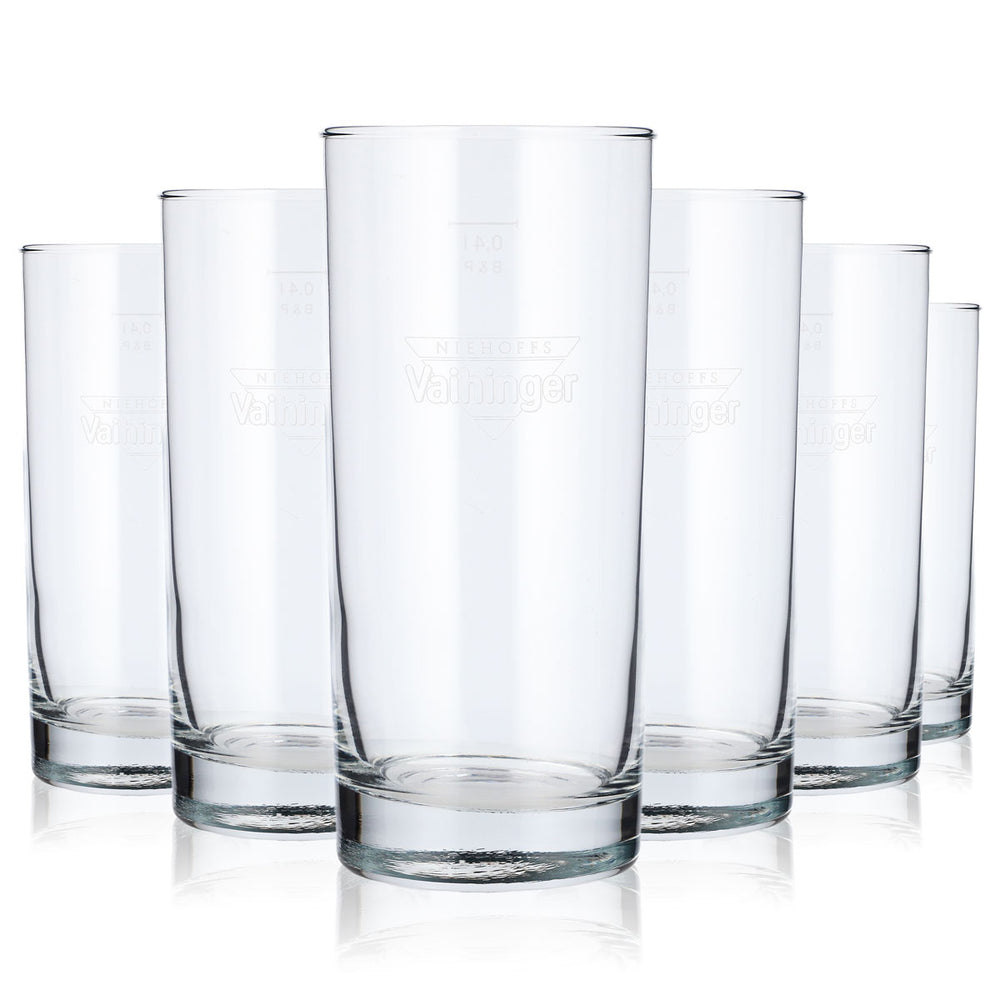 6 bicchieri di vetro per succo Vaihinger da 0,4 l con logo Niehoffs Vaihinger (set da 6)