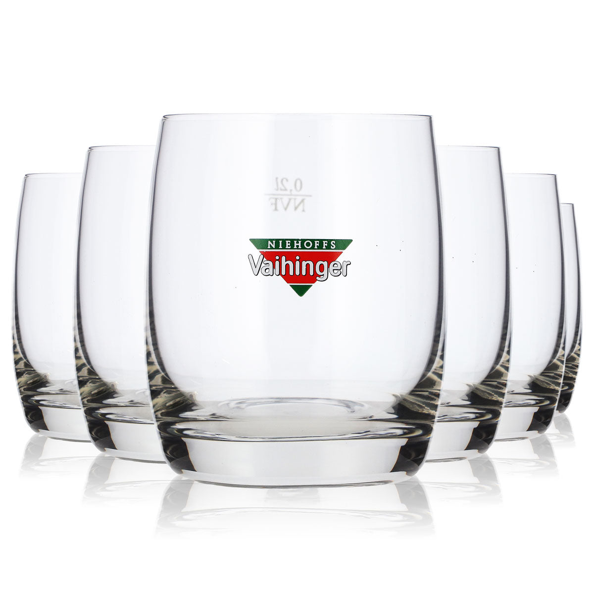 6 bicchieri da succo Vaihinger in vetro da 0,2 l con logo colorato, modello Bistro, NVF (set da 6)