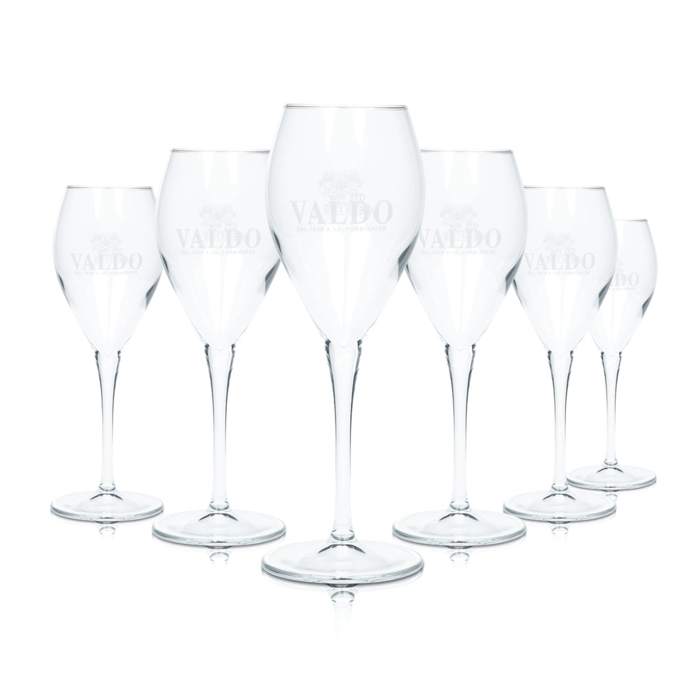 6 bicchieri da prosecco Valdo 0,26 l flûte da champagne con indicatore di livello 0,1 l per uso gastronomico