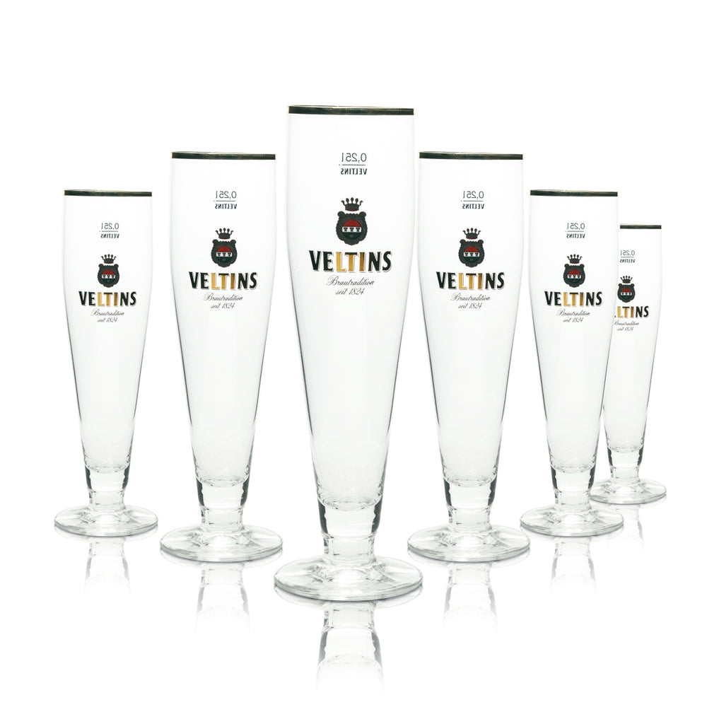6 bicchieri da birra Veltins 0,25 l Tulipano bordo dorato Ritzenhoff Pokal bicchieri Pils Birrificio