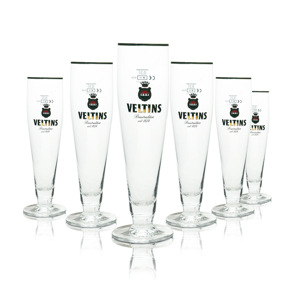 6 bicchieri da birra Veltins 0,3 l con bordo dorato Ritzenhoff Tulipano Pils Export