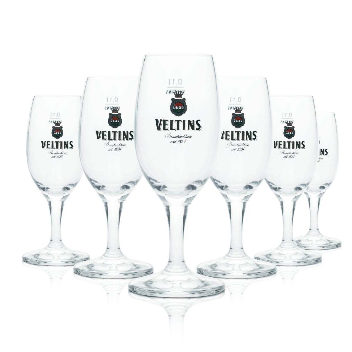 6 bicchieri Veltins da 0,1 l a forma di coppa tulipano per birra Pils Lager, birrificio, gastronomia, calibrati
