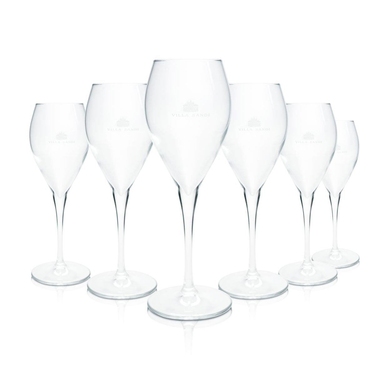 6 bicchieri da prosecco Villa Sandi 0,1 l, flûte da spumante, calice da spumante, coppa da spumante
