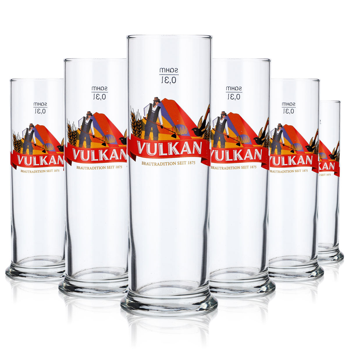 6 bicchieri da birra Vulkanbräu da 0,3 l Bicchieri da birra Bicchiere da birra Banner rosso – Vista 5
