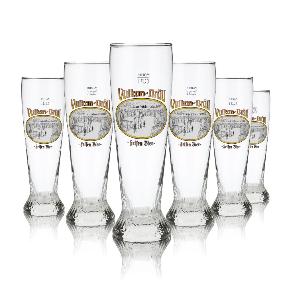6 bicchieri Vulkanbräu da 0,3 l Set di bicchieri da birra bianca Hefeweizen Birrificio Eifel