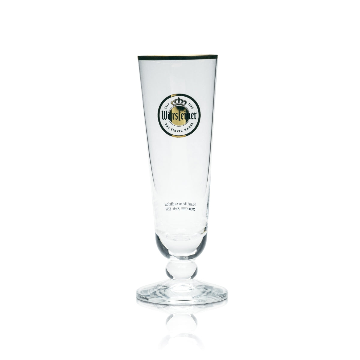 6 bicchieri da birra Warsteiner 0,1 l a tulipano con bordo dorato, forma a flauto, con stelo, birrificio – Vista 2