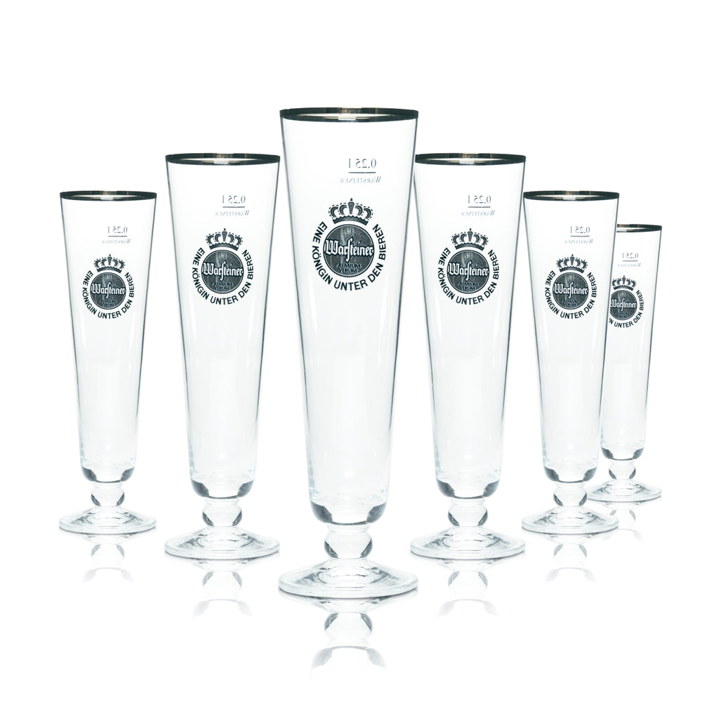 6 bicchieri da birra Warsteiner 0,25 l a forma di calice con bordo dorato, birrificio Gastro Pils
