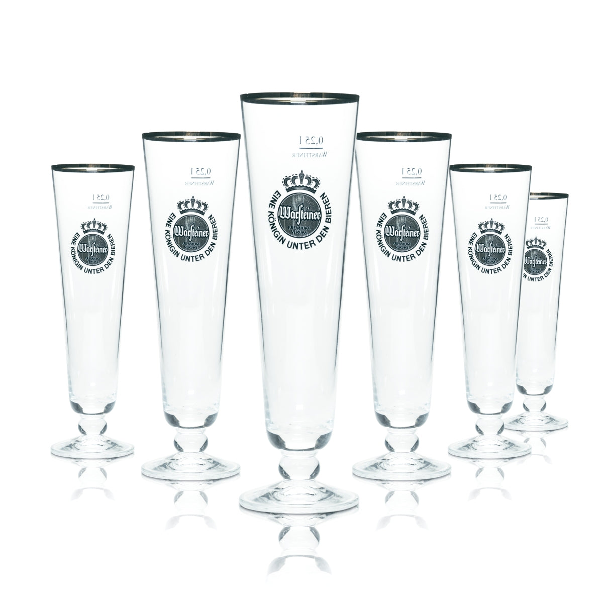 6 bicchieri da birra Warsteiner 0,25 l a forma di calice con bordo dorato, birrificio Gastro Pils