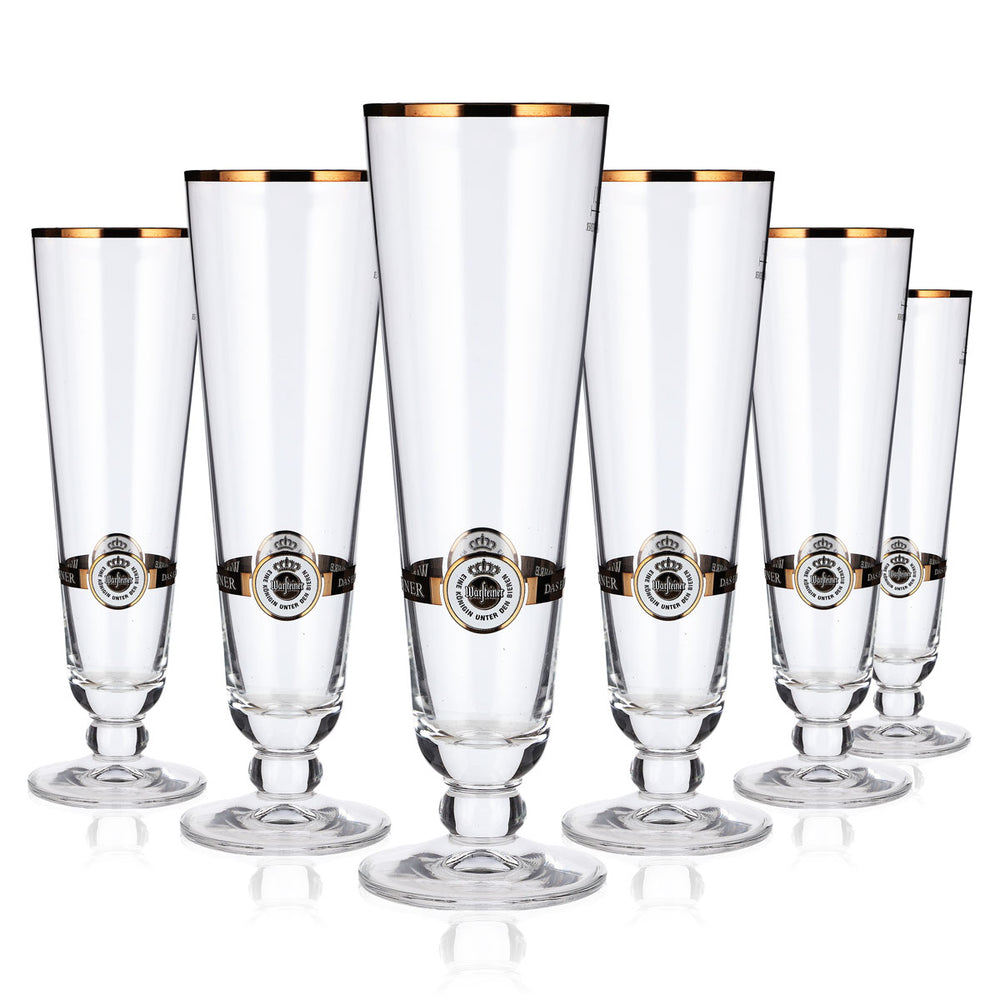 6 bicchieri da birra Warsteiner da 0,2 l, a forma di coppa, color bronzo, con logo