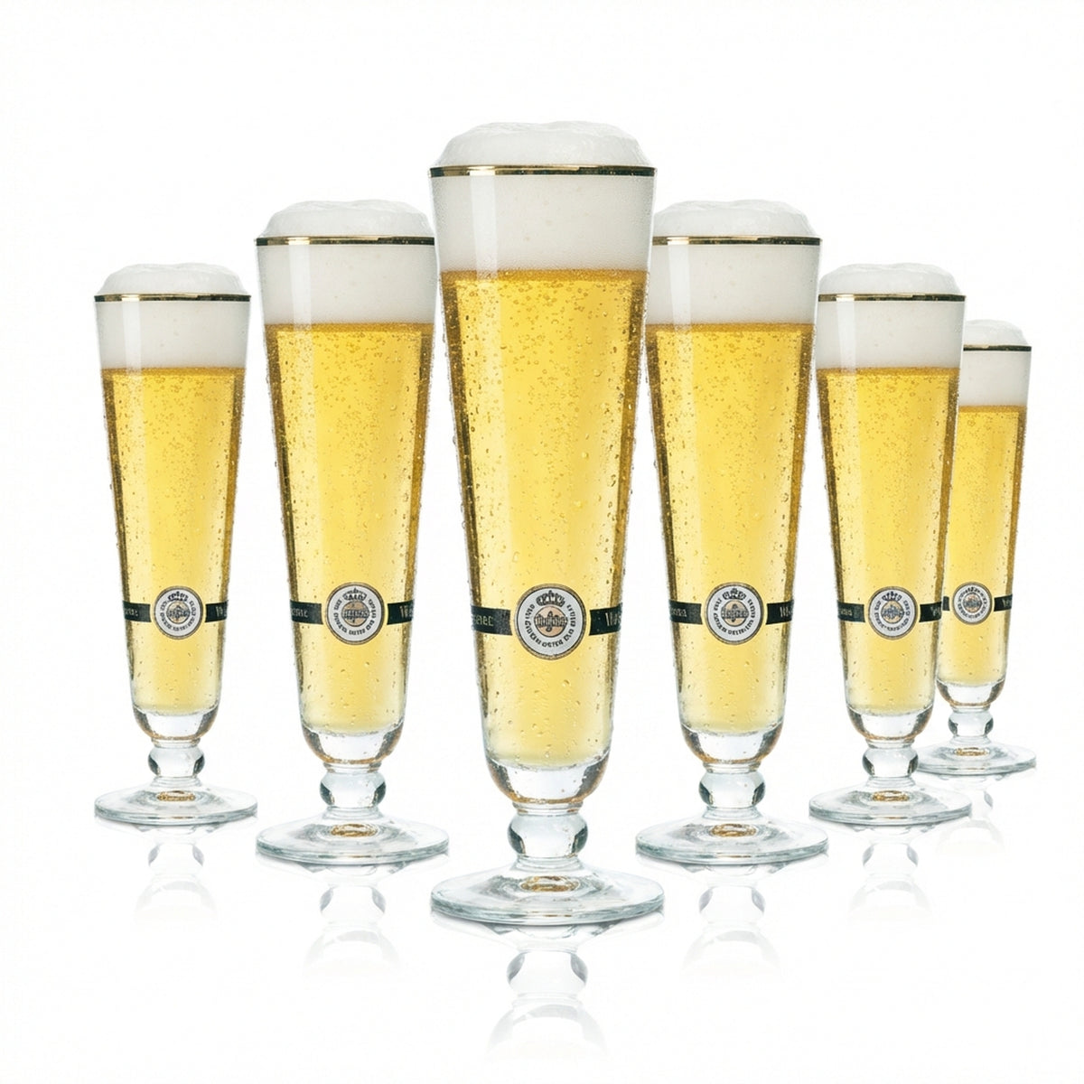 6 bicchieri da birra Warsteiner 0,2 l con bordo dorato, forma a tulipano, serie Pils, Beer Brew