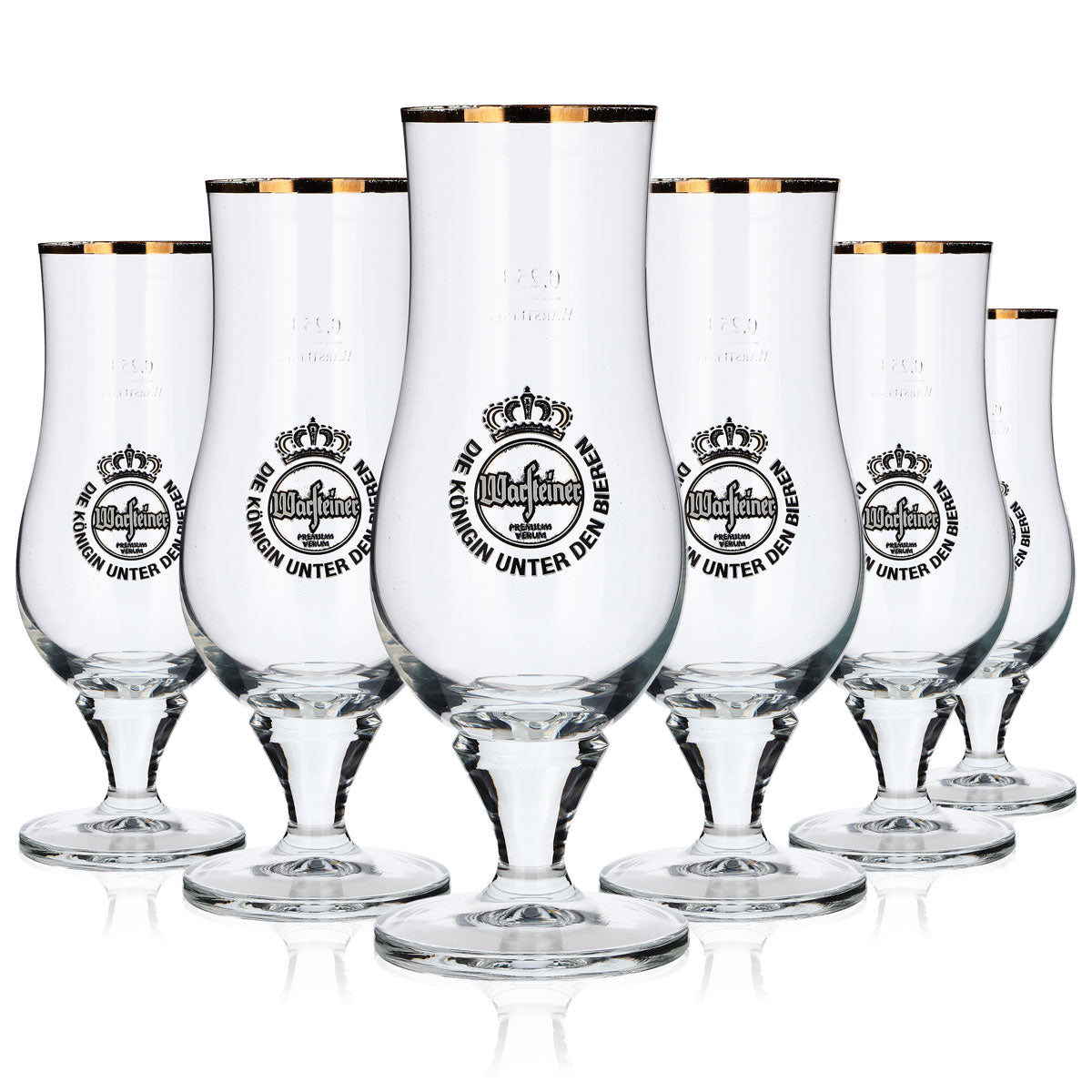6 bicchieri da birra Warsteiner 0,25 l, forma a calice con bordo dorato – Vista 5