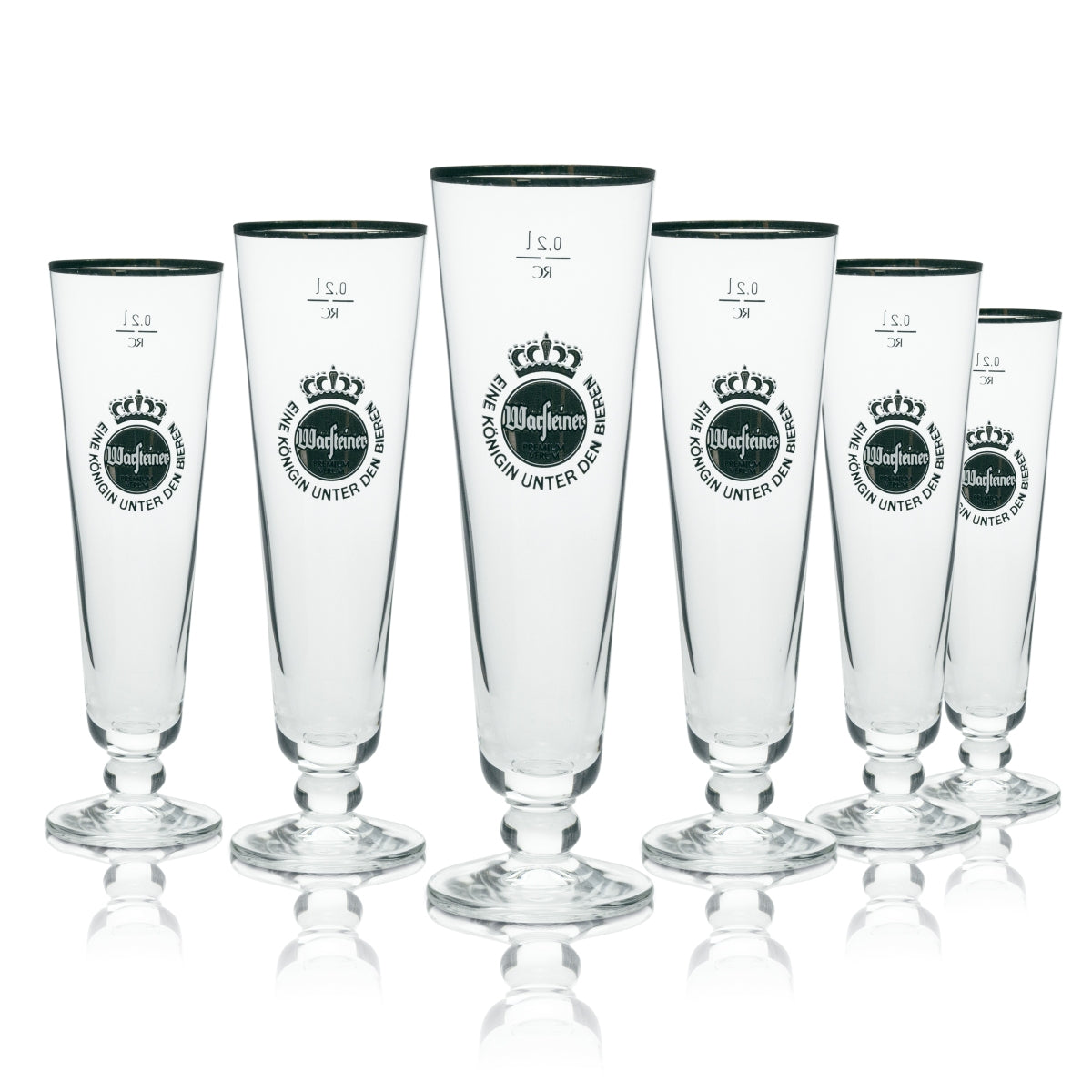 6 bicchieri da birra Warsteiner esclusivi a forma di tulipano con bordo dorato, 200 ml