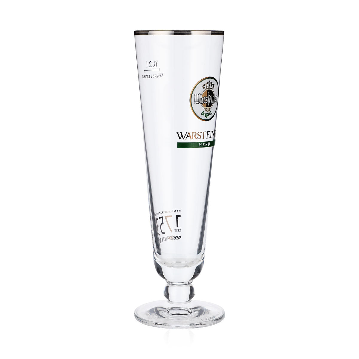 6 bicchieri da birra Warsteiner 0,2 l a calice con logo bianco "Herb" e bordo argentato – Vista 3