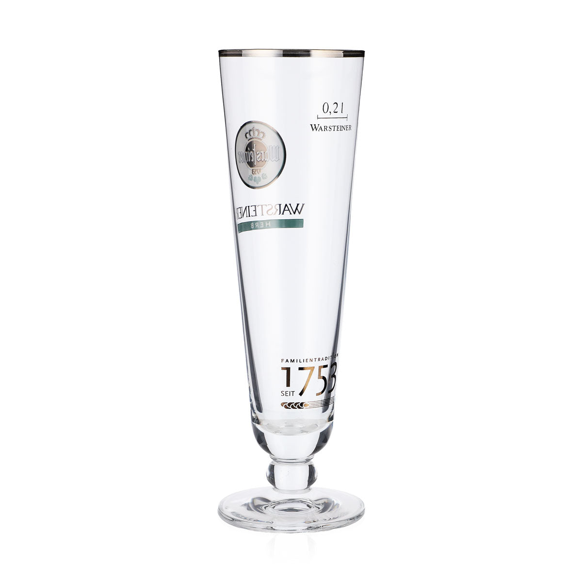 6 bicchieri da birra Warsteiner 0,2 l a calice con logo bianco "Herb" e bordo argentato – Vista 4