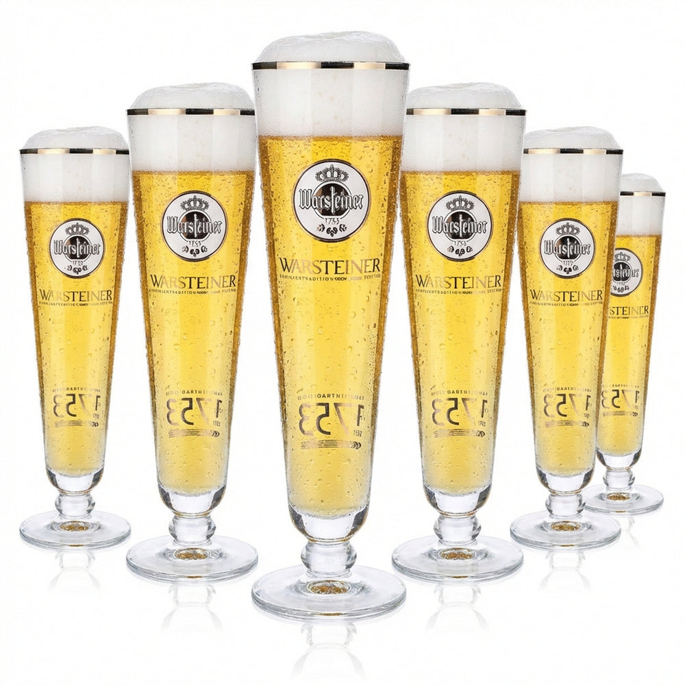 6 bicchieri da birra Warsteiner Bicchieri da birra 0,4 l Calice 1753 Logo bianco