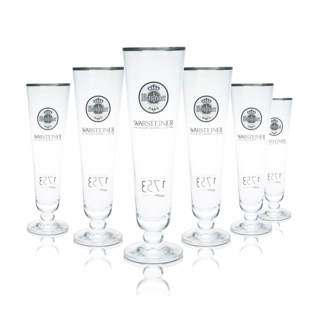 6 bicchieri da birra Warsteiner 0,25 l, forma Pilstulpe, edizione 1753, set di bicchieri per la ristorazione