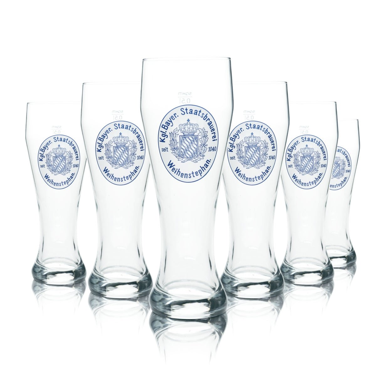 6 bicchieri da birra Weihenstephan Bicchieri da birra 0,5 l Bicchiere da birra bianca Blu/Bianco Sahm