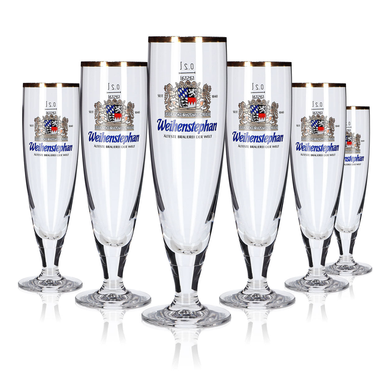 6 bicchieri Weihenstephan da 0,2 l, set di bicchieri a calice con bordo dorato, birraia, gastronomia – Vista 5