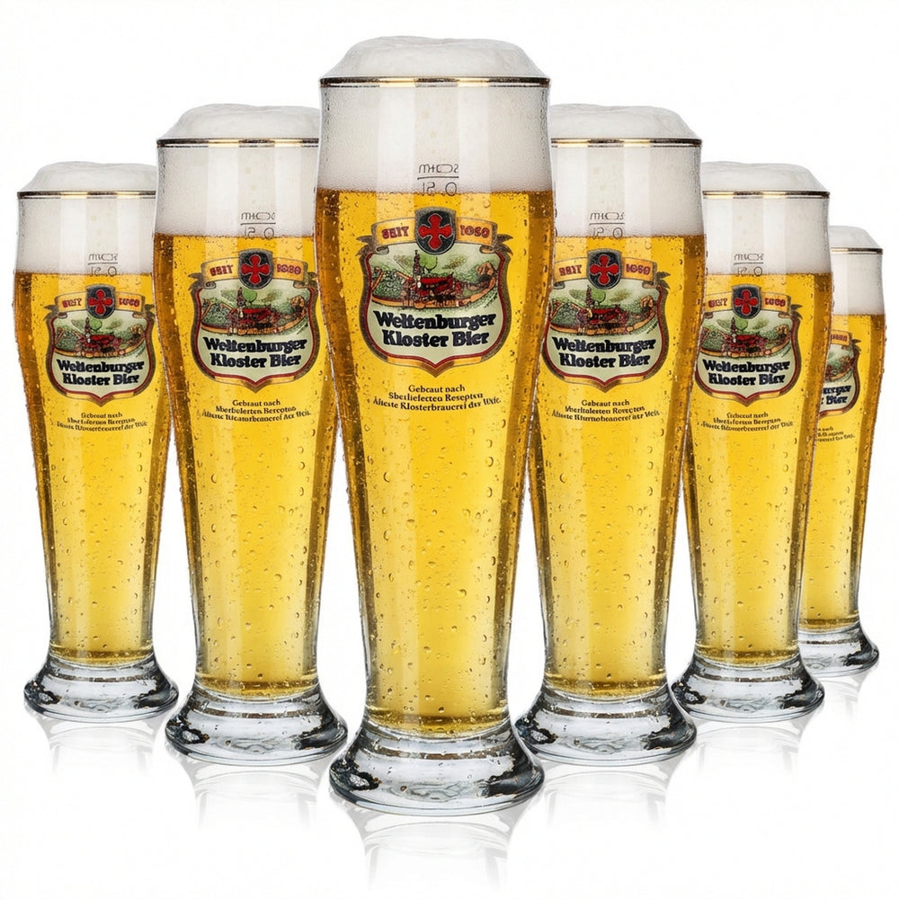 6 bicchieri da birra Weltenburger Kloster 0,5 l, bicchieri da birra bianca Hefeweizen, set di bicchieri sagomati