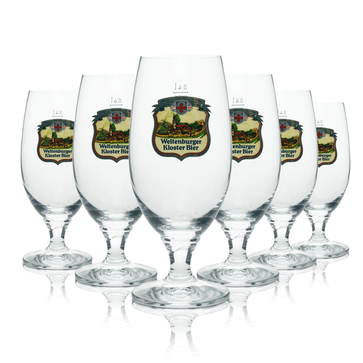 6 bicchieri da birra Weltenburger Kloster Bier 0,4 l con logo grande Rastal