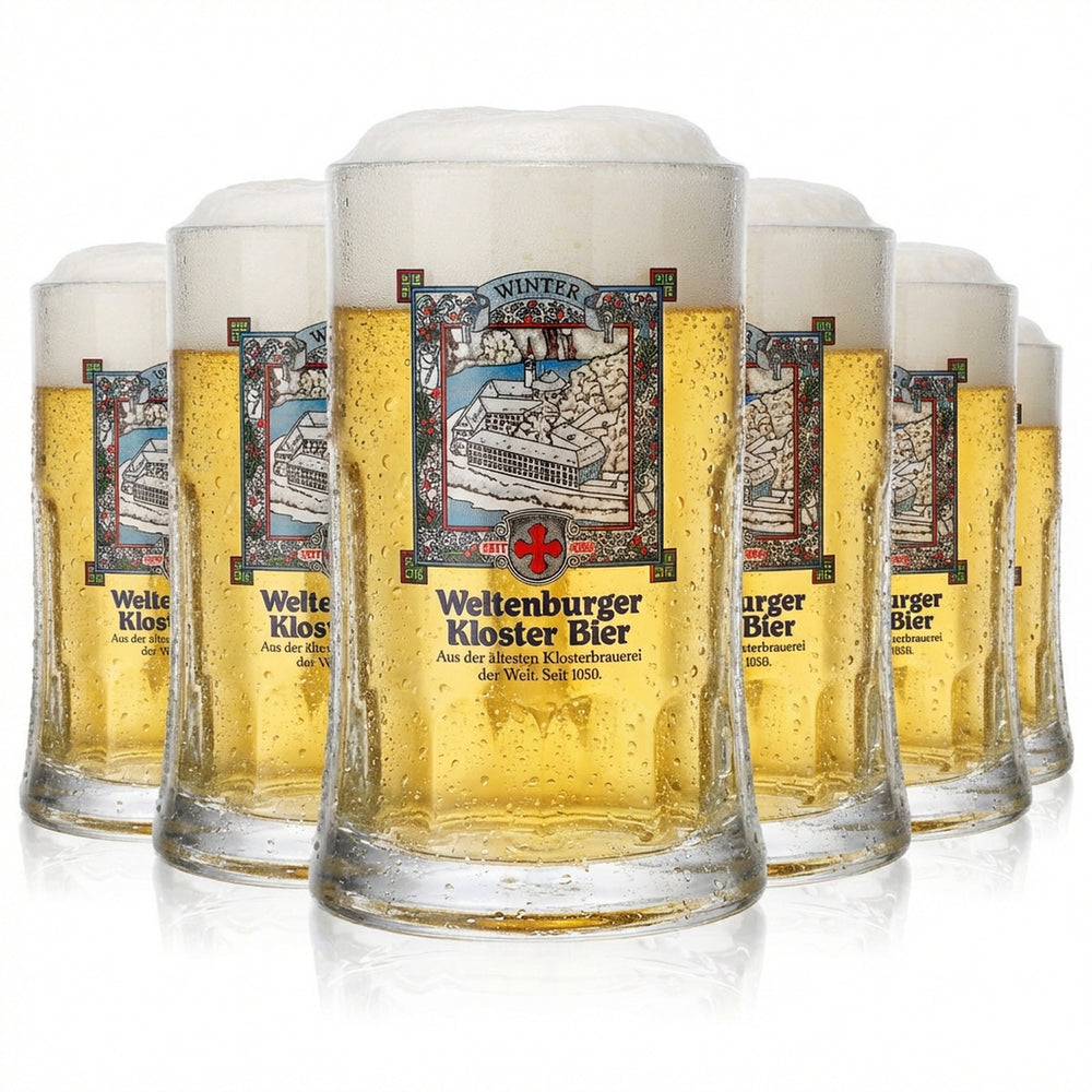 6 bicchieri da birra Seidel del monastero di Weltenburg 0,4 l boccale "Winter" Sahm Salzburg