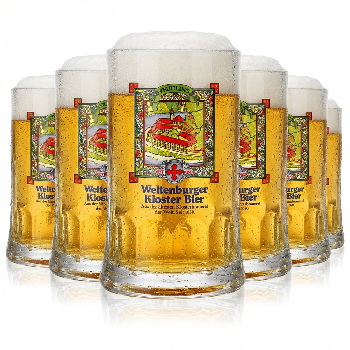 6 bicchieri da birra Seidel del monastero di Weltenburg 0,4 l boccale primavera Sahm Salisburgo