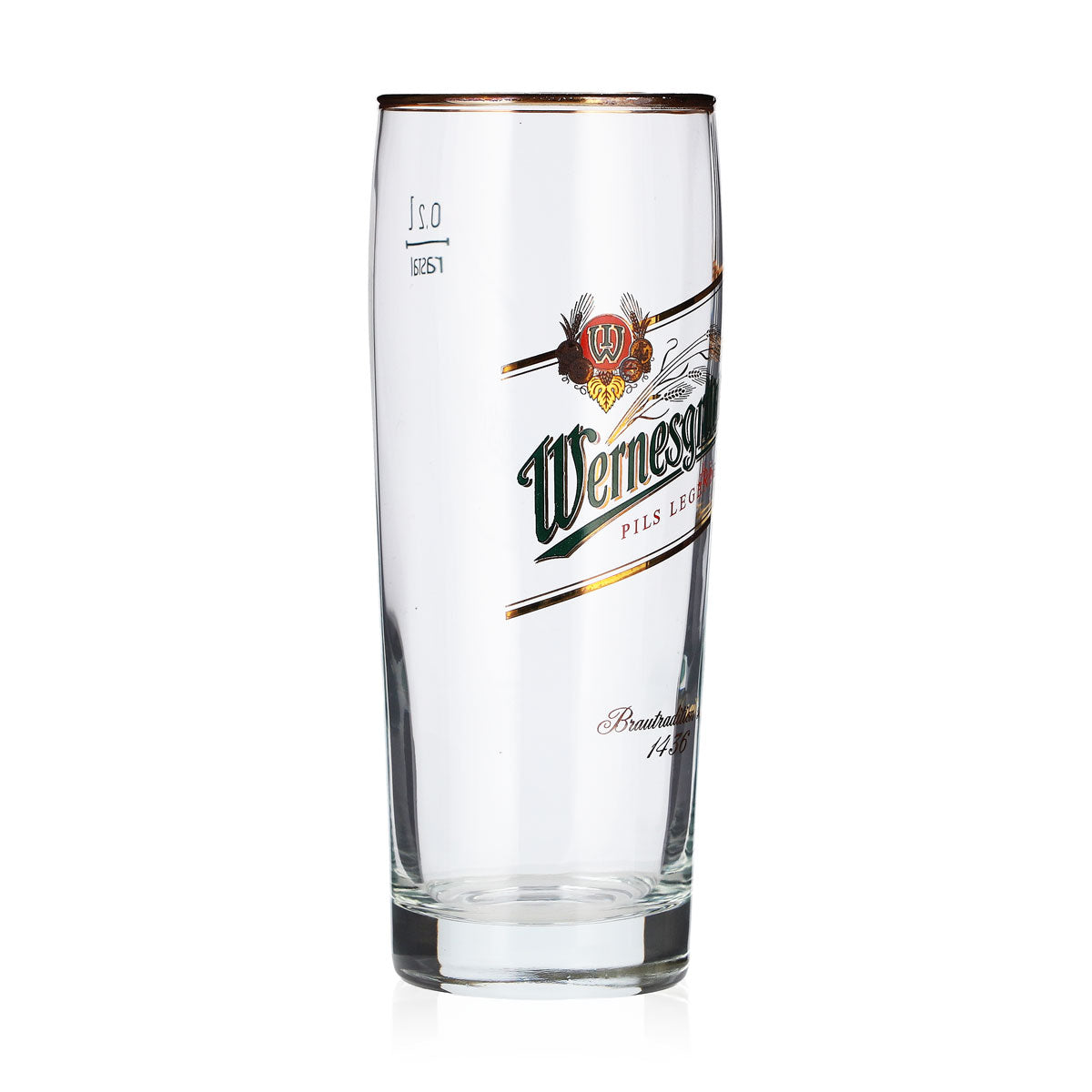 6 bicchieri da birra Wernesgrüner da 0,2 l con bordo dorato, modello Rastal – Vista 3