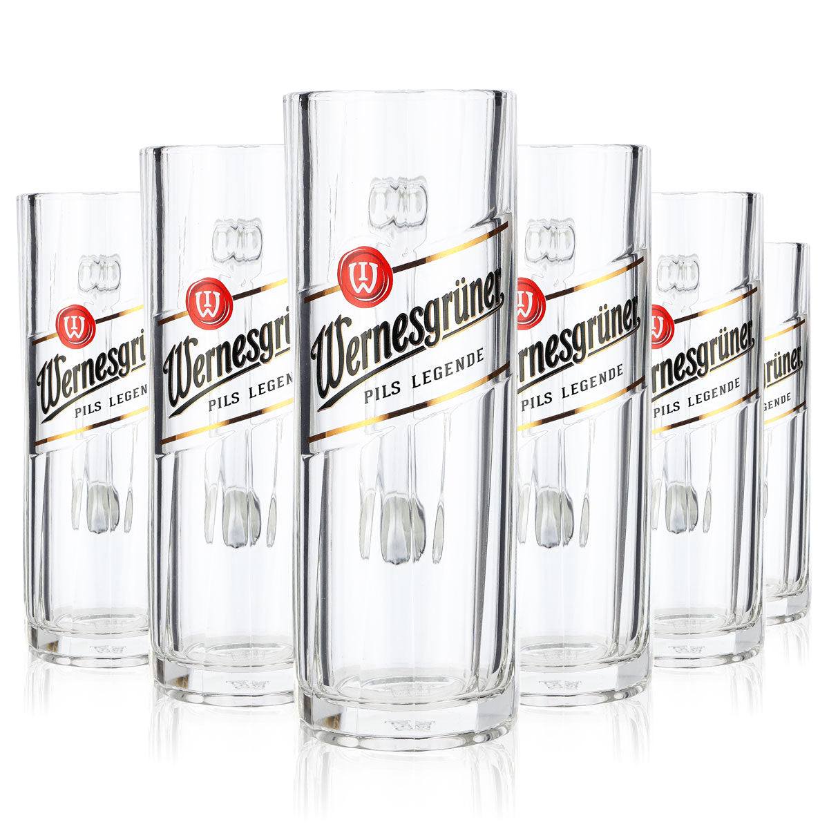 6 bicchieri da birra Wernesgrüner da 0,3 l con rilievo a strisce e nuovo logo Rastal – Vista 7