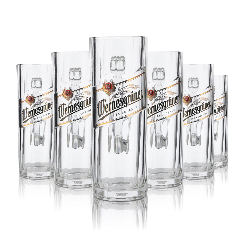 6 bicchieri da birra Wernesgrüner 0,3 l Set di boccali Seidel Birrificio Pilsener