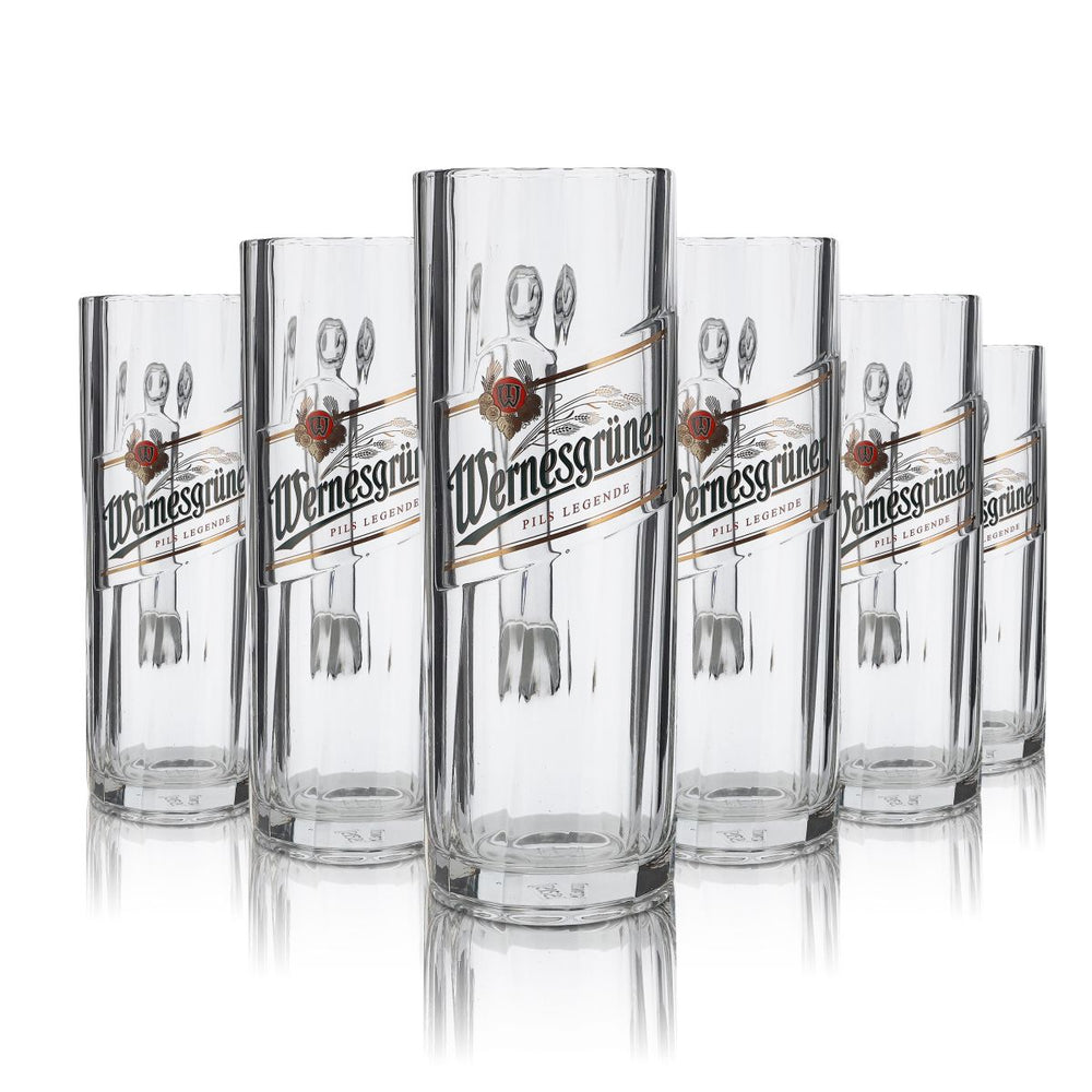 6 bicchieri Wernesgrüner da 0,4 l Bicchieri da birra con manico Pilsener  Set di bicchieri Seidel