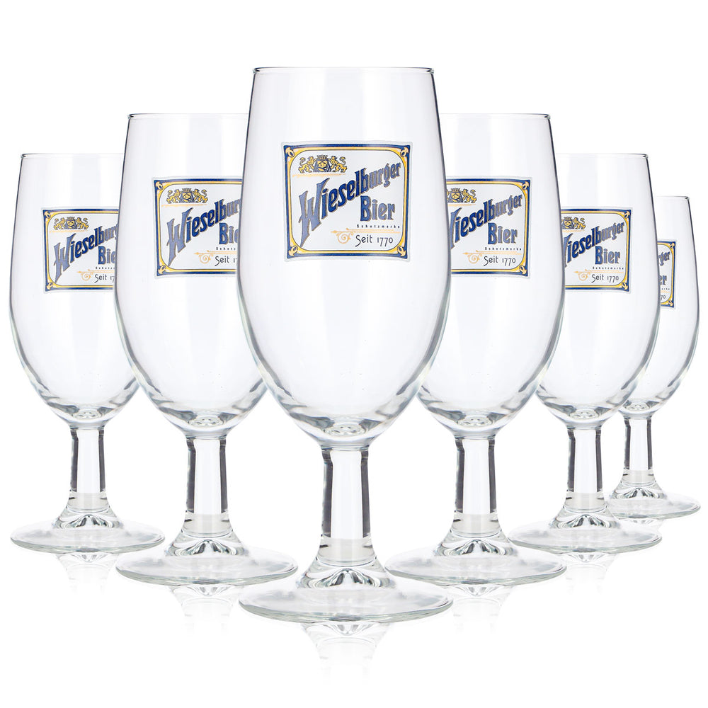 6 bicchieri da birra Wieselburger da 0,25 l a forma di coppa – Marchio registrato dal 1770 (set da 6)