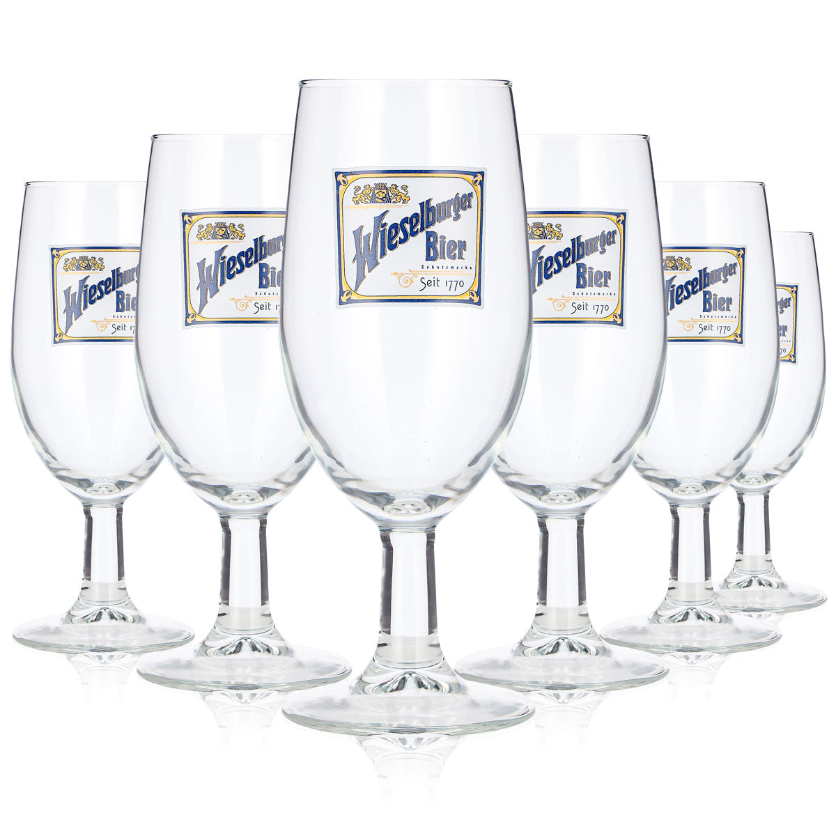 6 bicchieri da birra Wieselburger da 0,25 l a forma di coppa – Marchio registrato dal 1770 (set da 6)