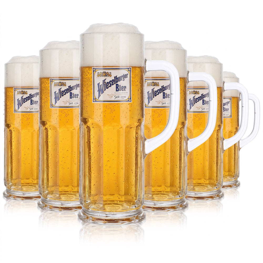 6 bicchieri da birra Wieselburger da 0,5 l, modello “Krug Seit 1770 Seidel Sahm”
