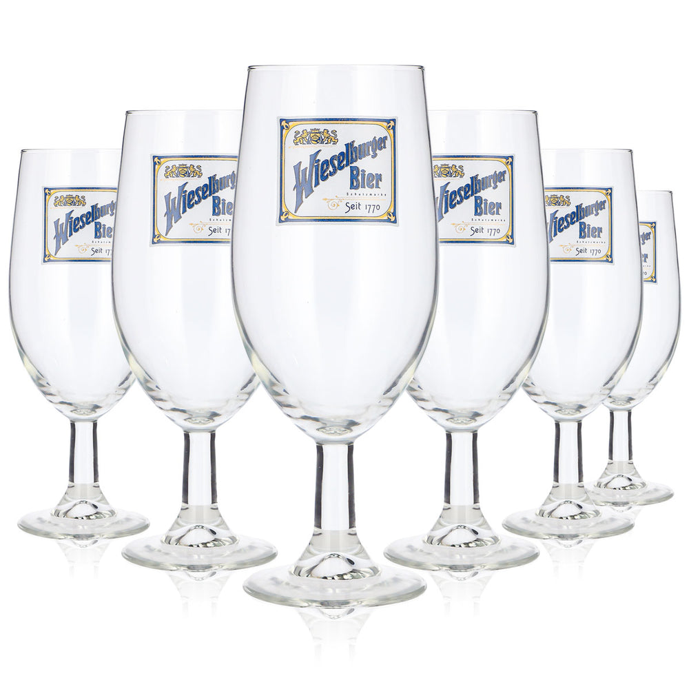 6 bicchieri da birra Wieselburger da 0,5 l a forma di coppa – Marchio registrato dal 1770 (set da 6)