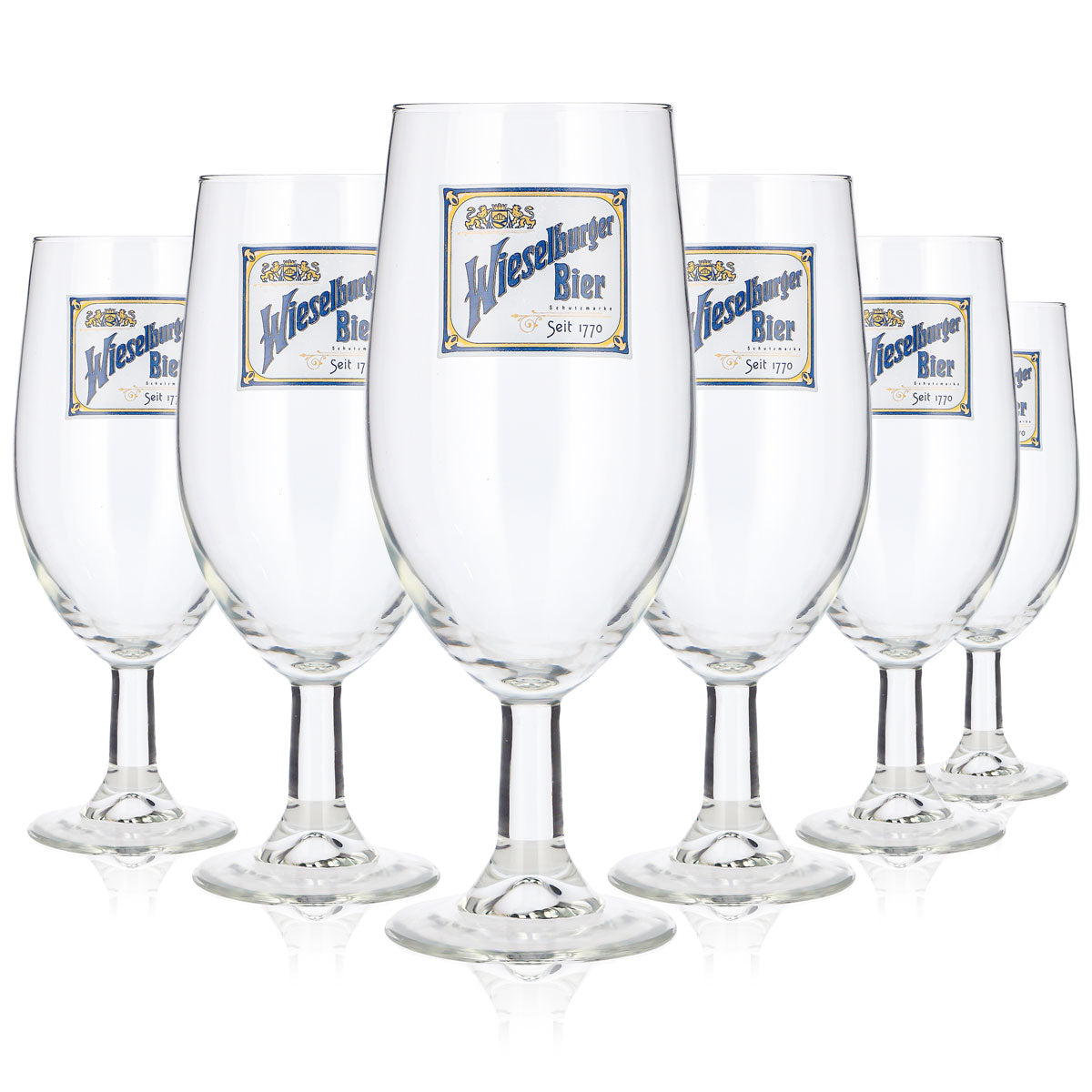 6 bicchieri da birra Wieselburger da 0,5 l a forma di coppa – Marchio registrato dal 1770 (set da 6)