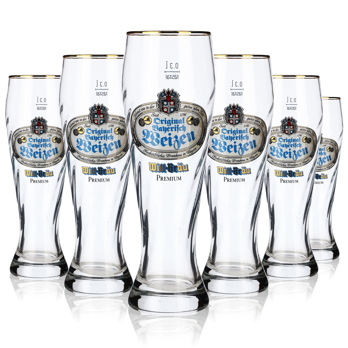 6 bicchieri Willbräu da 0,3 l Bicchieri da birra Bicchieri da birra Bicchiere da birra bianca con bordo dorato Rastal – Vista 5