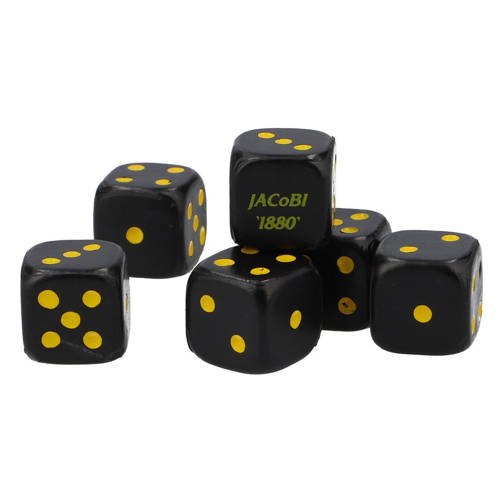 6x Dadi Jacobi Cognac Dadi da gioco Set di dadi Gioco di dadi nero