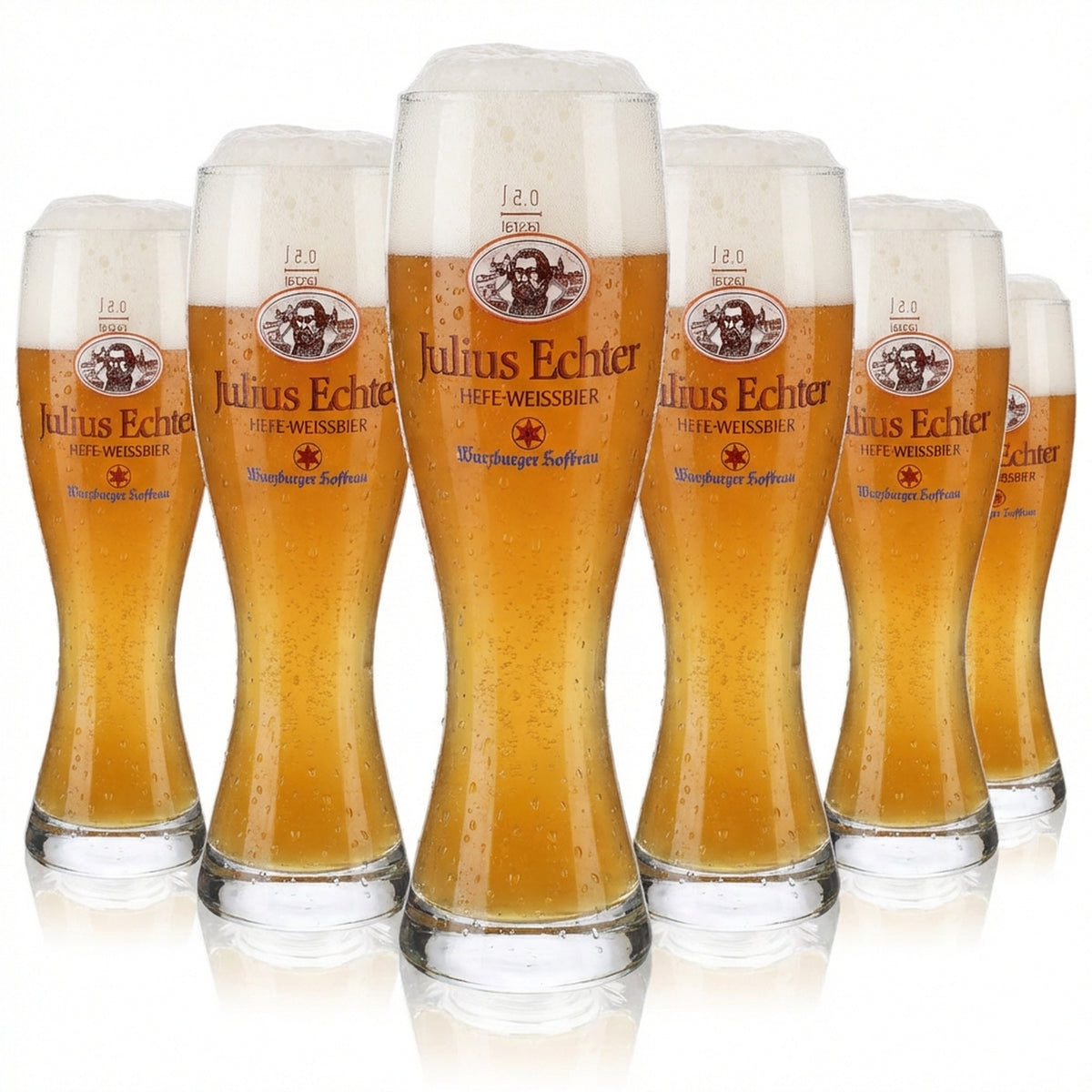 6 bicchieri da birra Würzburger Hofbräu Bicchieri da birra in vetro 0,5 l Bicchiere da birra bianca Julius Echter