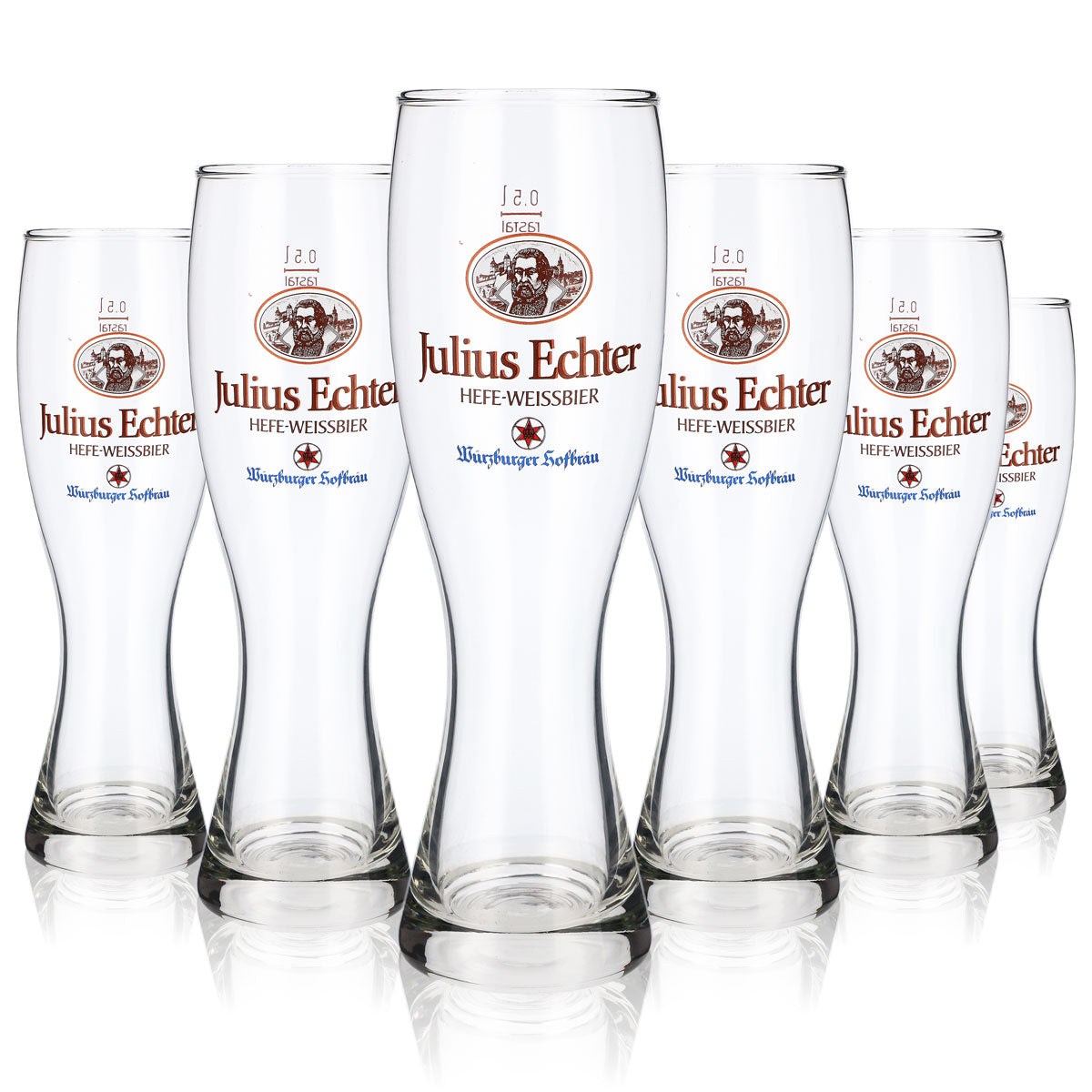 6 bicchieri da birra Würzburger Hofbräu Bicchieri da birra in vetro 0,5 l Bicchiere da birra bianca Julius Echter – Vista 5