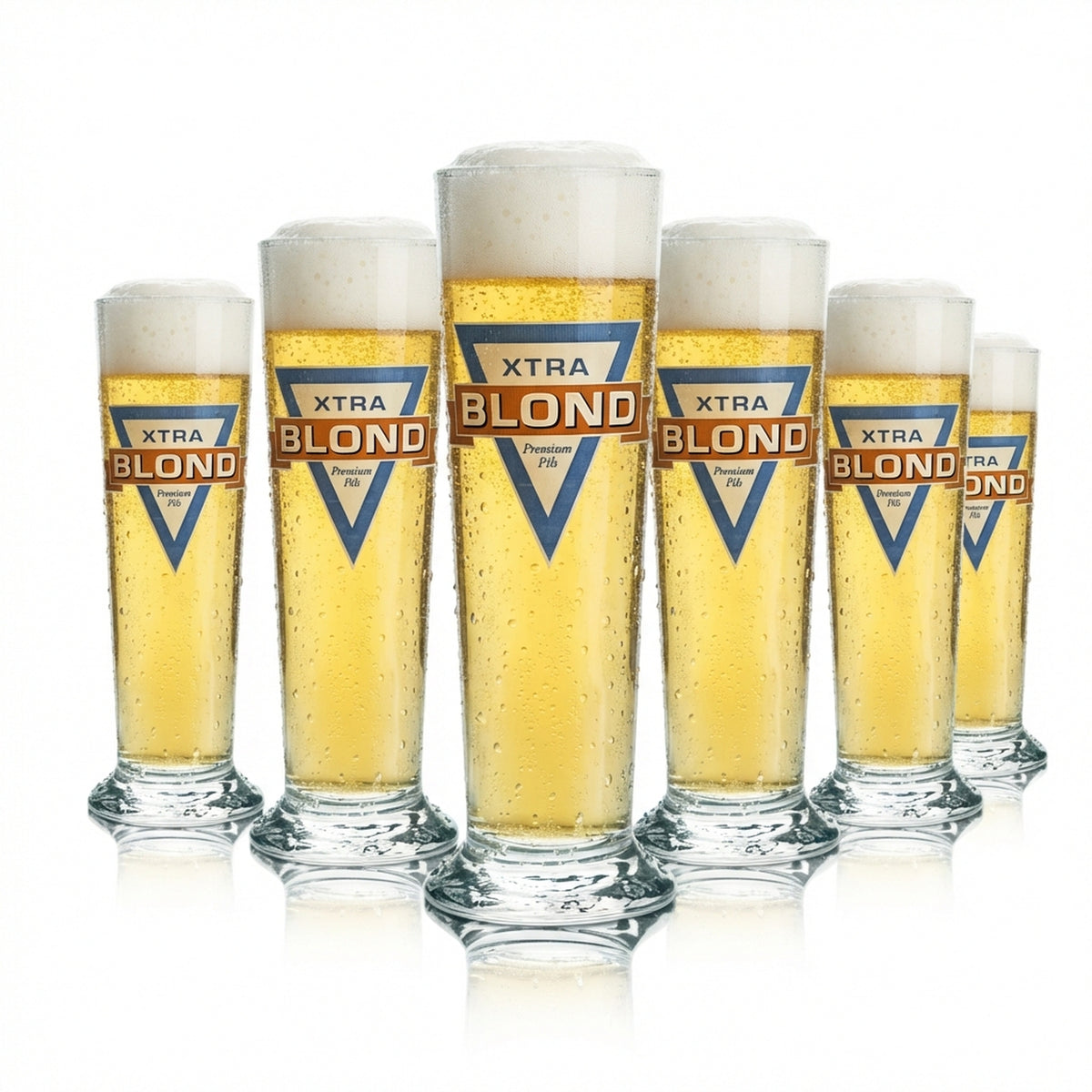 6 bicchieri da birra Xtra Blond 0,25 l, forma a calice, birrificio, bicchieri da birra, forma a tulipano, Pils, bar
