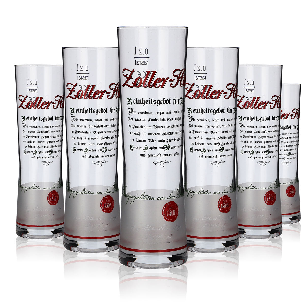 6 bicchieri da birra Zoller Hof in vetro da 0,2 l con logo Reinheitsgebot Set birrificio – Vista 5