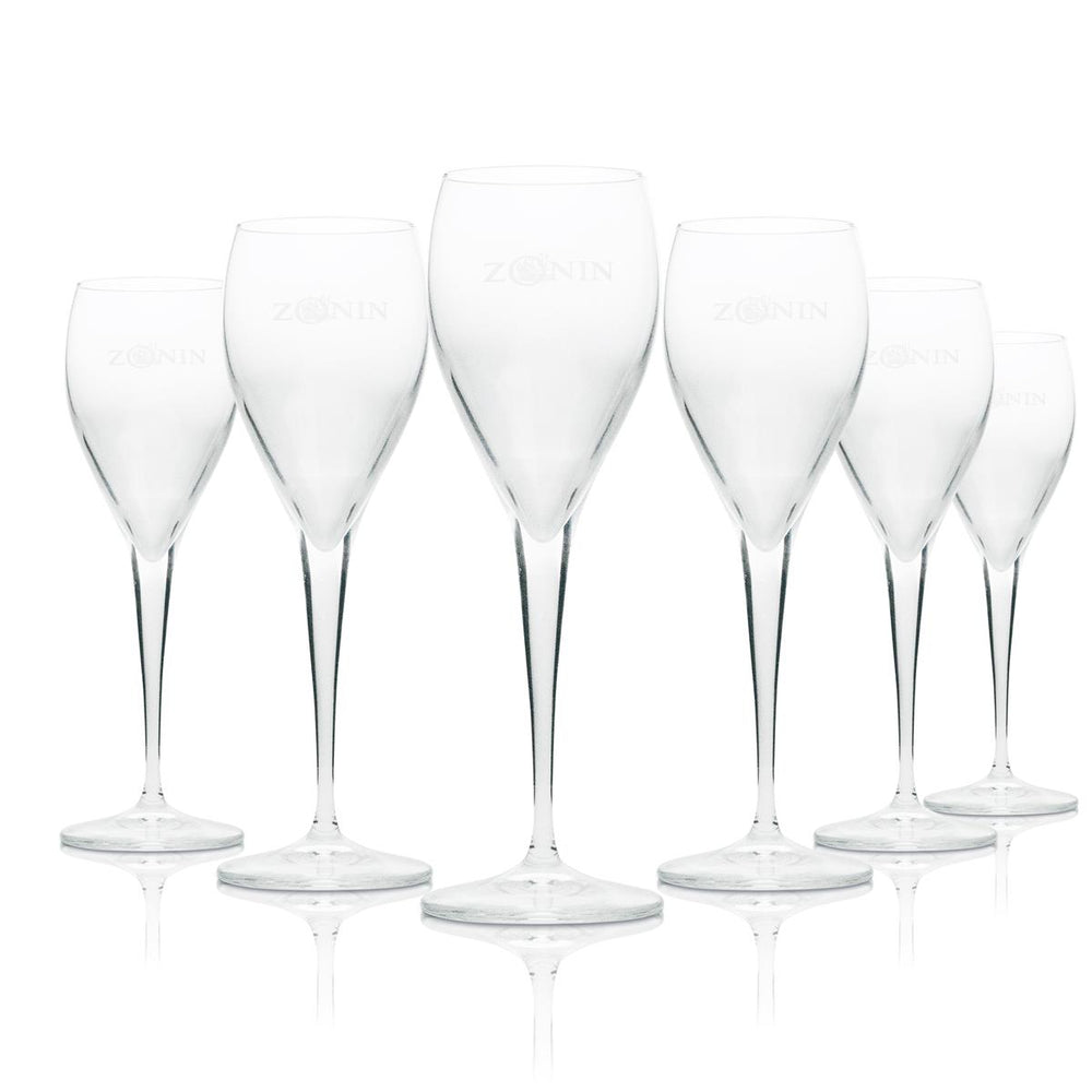 6 bicchieri da prosecco Zonin con logo 100 ml