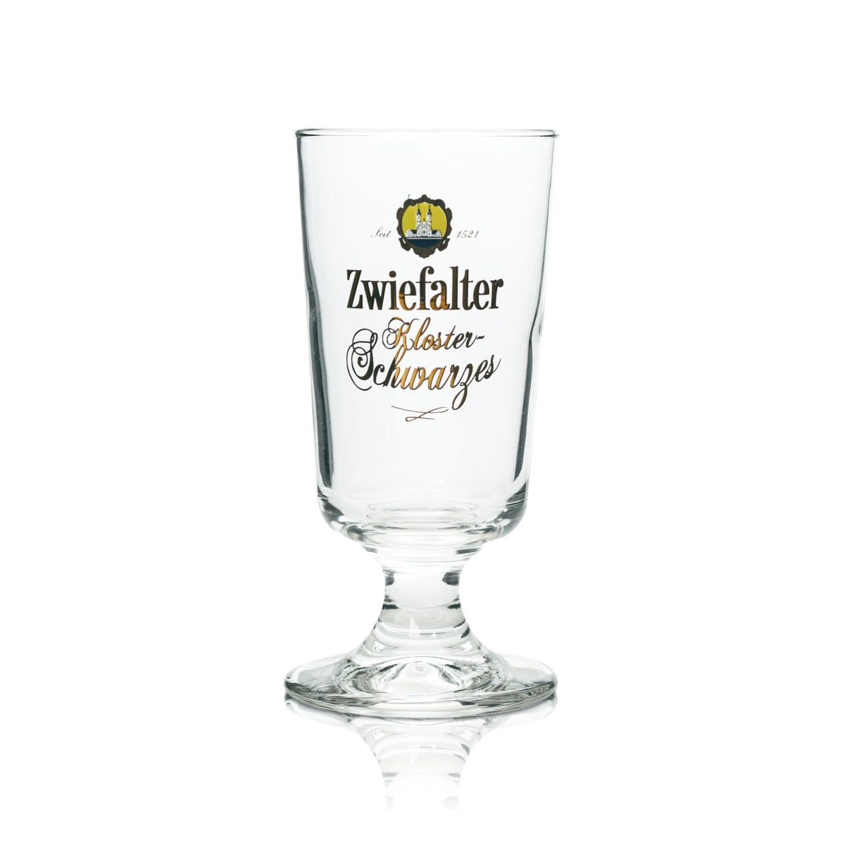 6 bicchieri da birra Zwiefalter 0,2 l, forma a tulipano, nero, con logo del monastero – Vista 2