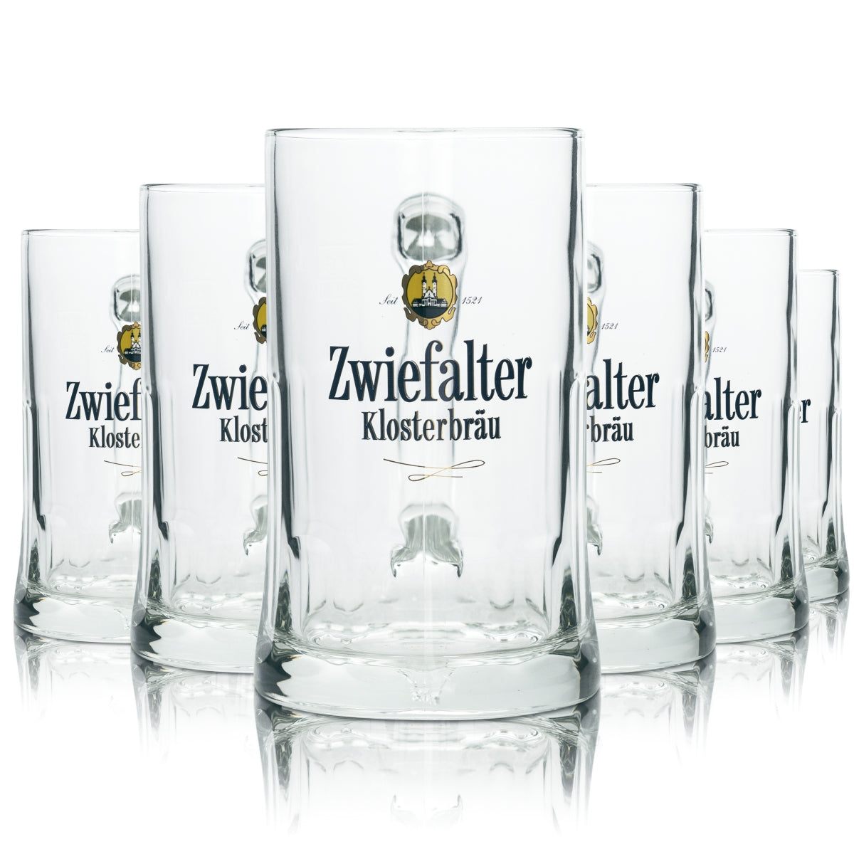6 bicchieri da birra Zwiefalter Klosterbräu da 0,5 litri con manico Sahm Seidel