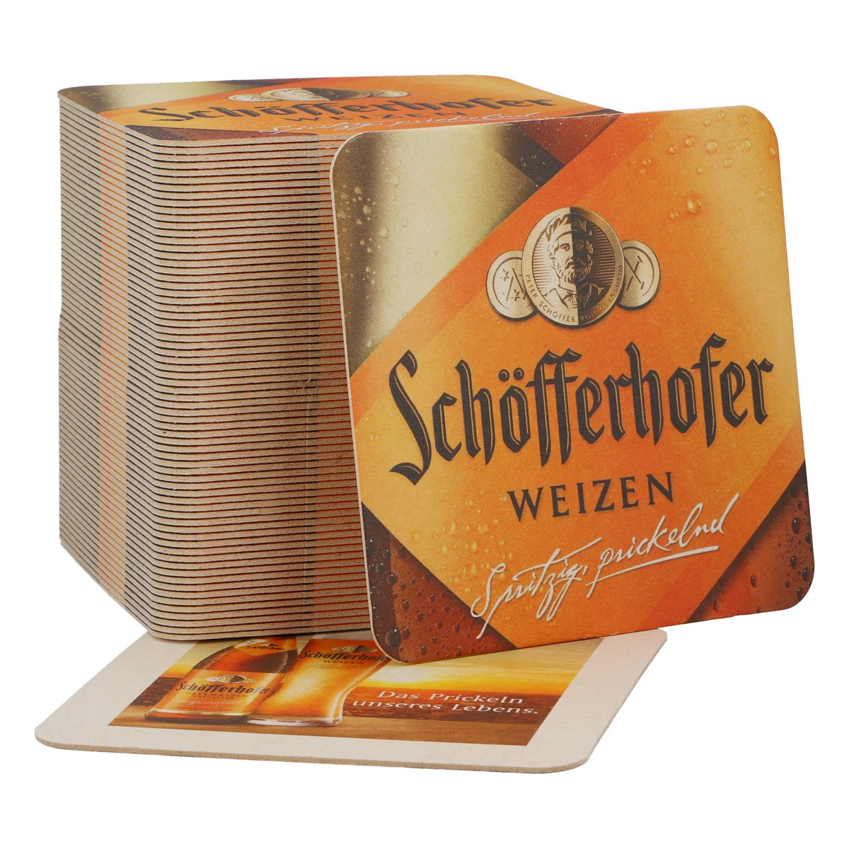 70 sottobicchieri Schöfferhofer con la scritta "Das Prickeln unseres Lebens"