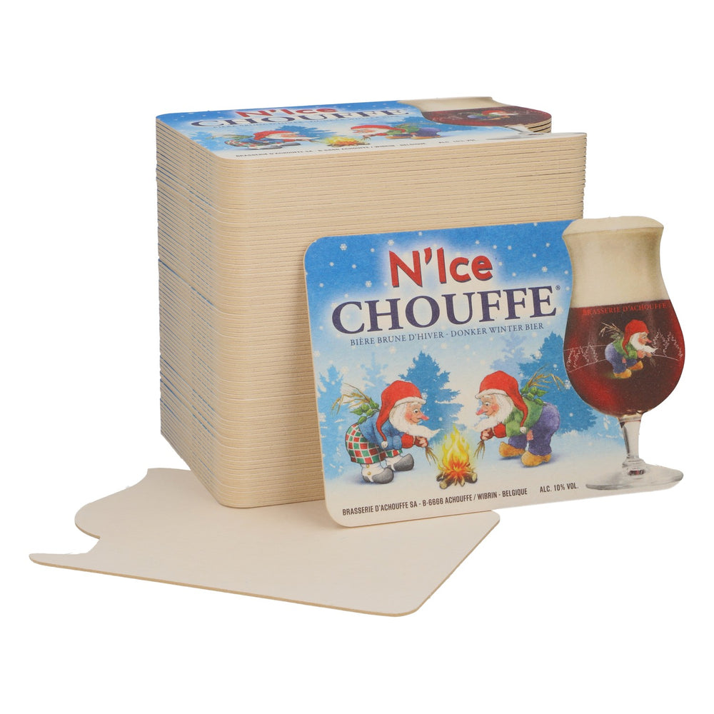 80x Brasserie D'Achouffe Birra Sottobicchieri Sottobicchieri in vetro "N´Ice"
