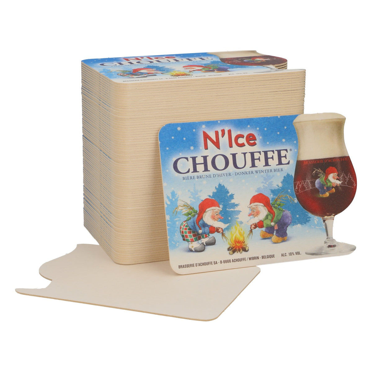 80x Brasserie D'Achouffe Birra Sottobicchieri Sottobicchieri in vetro "N´Ice"