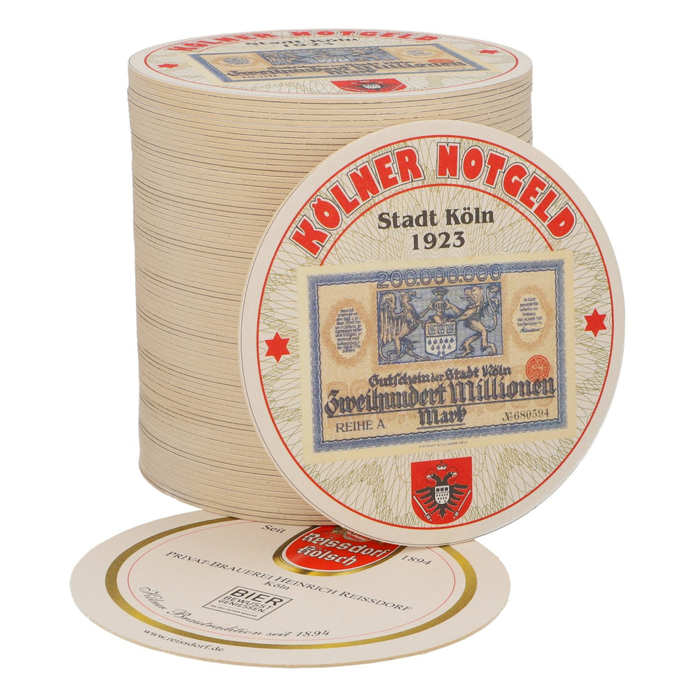 80x Sottobicchieri Reissdorf "Kölner Notgeld" (moneta di emergenza di Colonia) Duecento milioni di marchi